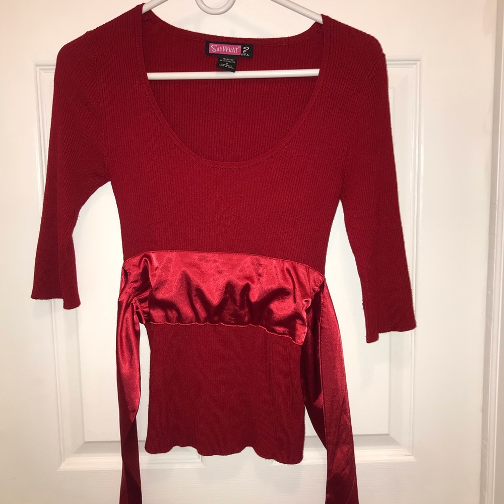 Beautiful red sweater with ribbon